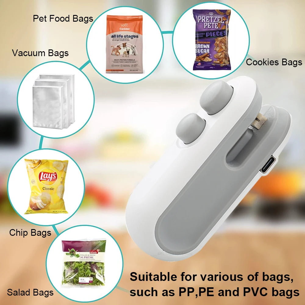 2-in-1 Mini Bag Sealer & Cutter - Portable Heat Sealer for Food Storage and Plastic Bags