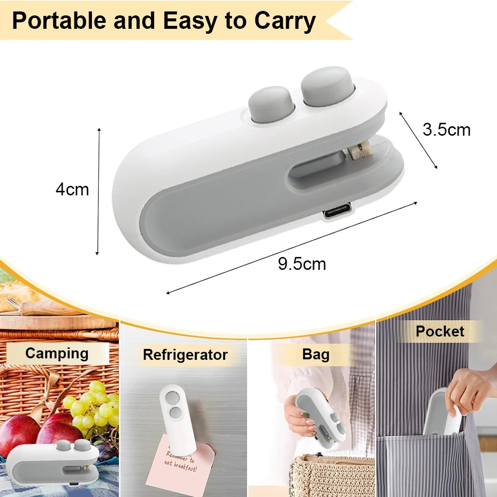 2-in-1 Mini Bag Sealer & Cutter - Portable Heat Sealer for Food Storage and Plastic Bags